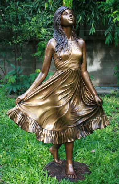 Debutant Girl Bronze Sculpture garden statuary